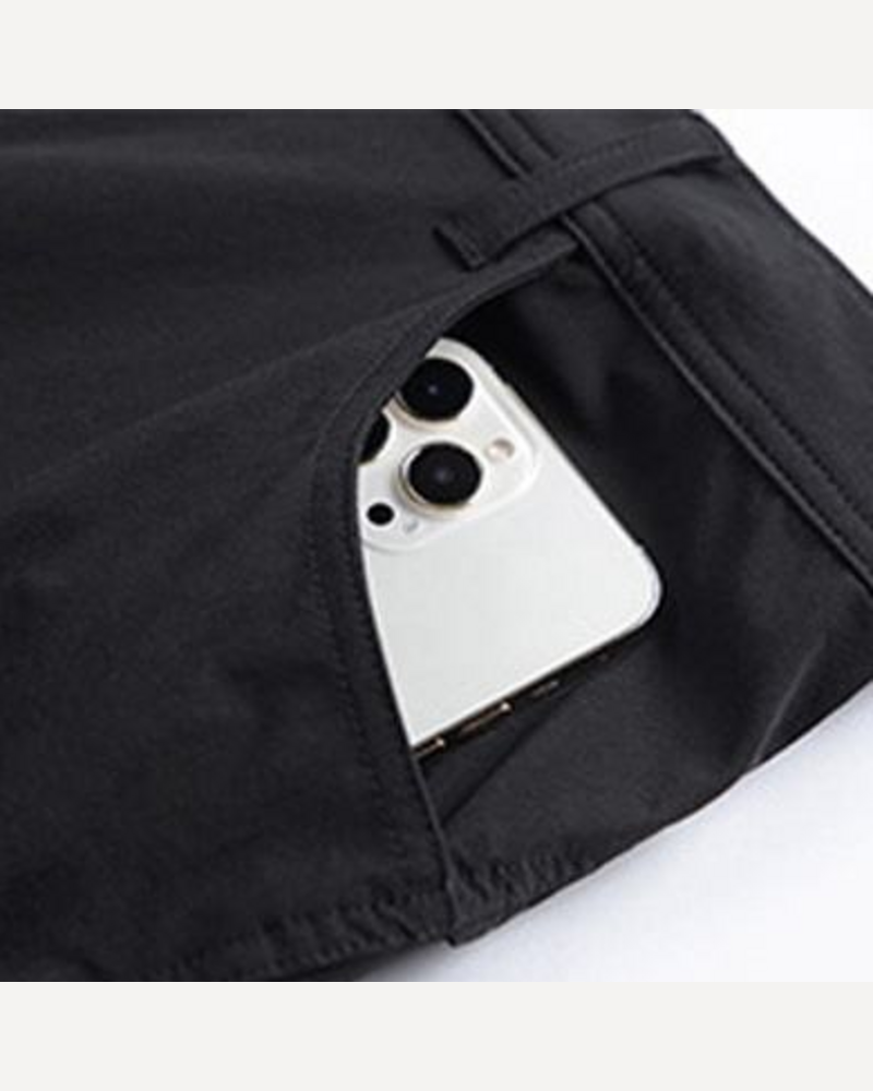 Polocom Plus Court Belt-Loop Pants - Black - actual open side-pocket detail [9017]