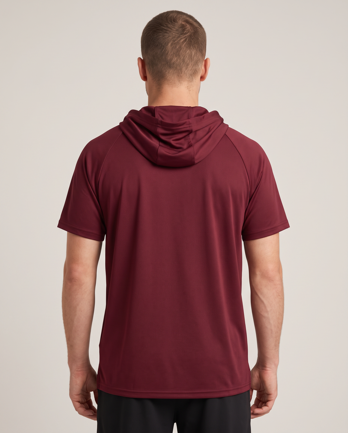 Polocom Plus Pace Short-Sleeve Hooded Tee - Red - rear construction view [9035]