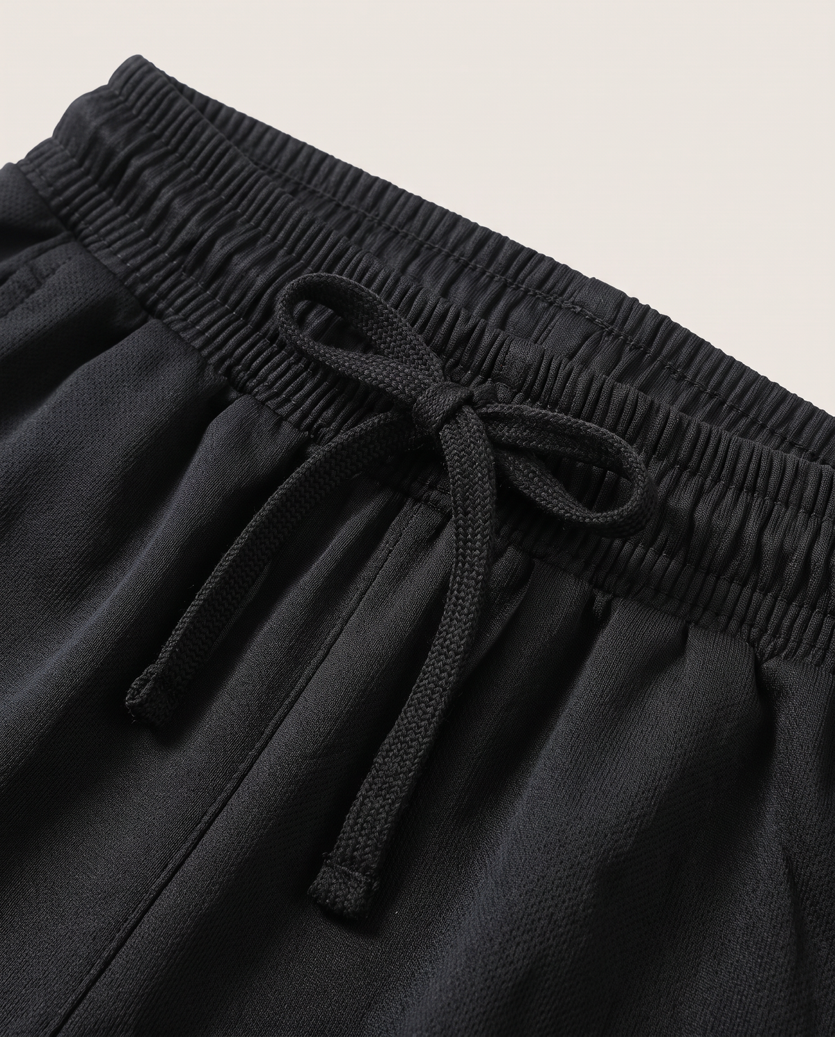 Polocom Plus Chevron Print Shorts Set - Black - shorts waistband and tie detail [9042]