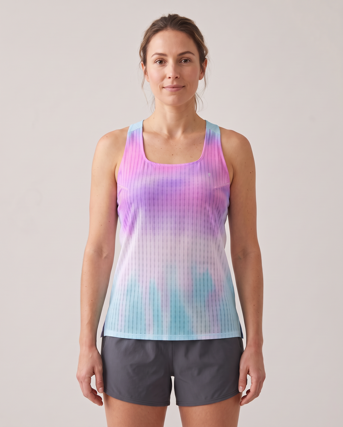 Polocom Plus Aero Gradient Racerback Tank — Light pink blue — Full front
