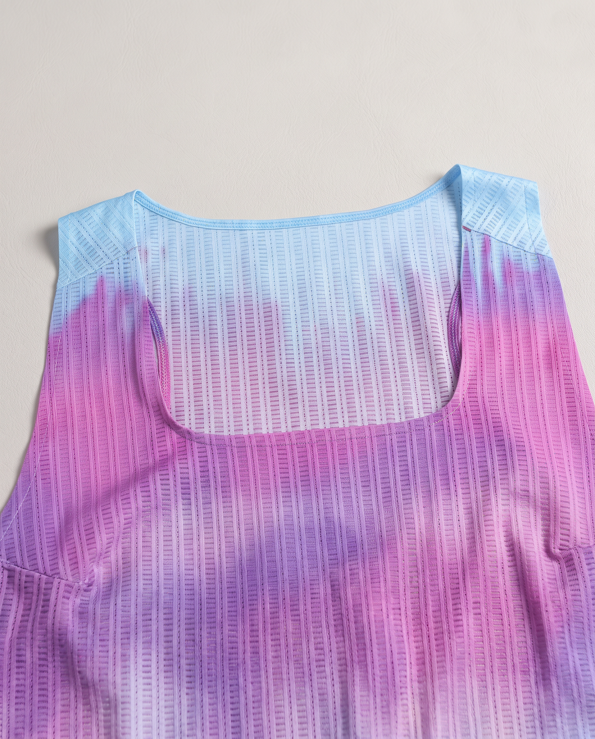 Polocom Plus Aero Gradient Racerback Tank — Light pink blue — Squared neckline binding