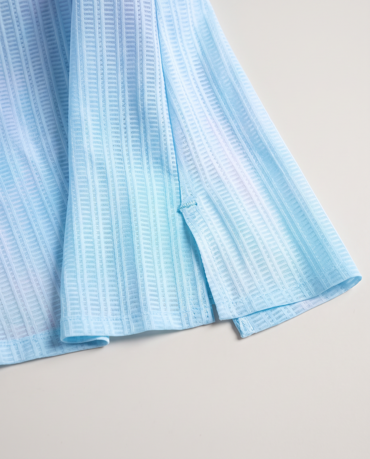Polocom Plus Aero Gradient Racerback Tank — Light pink blue — Blue side slit and lower hem