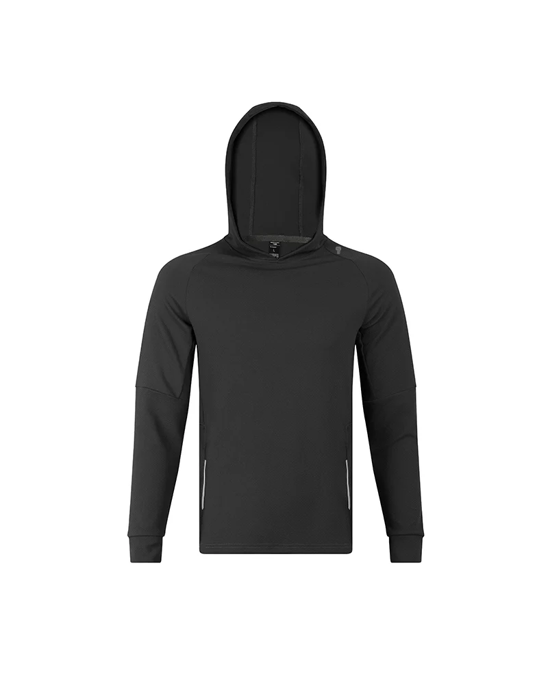 Polocom Plus Aero Stretch Training Hoodie in Black, garment front view