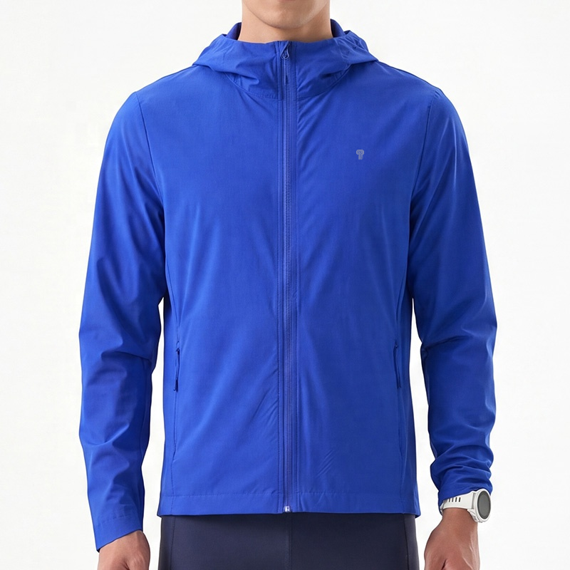 Polocom Plus Airlight Hooded Jacket in Blue, front model view