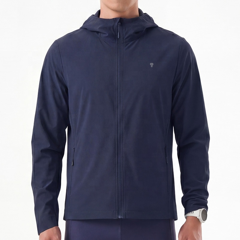 Polocom Plus Airlight Hooded Jacket in Navy, front model view
