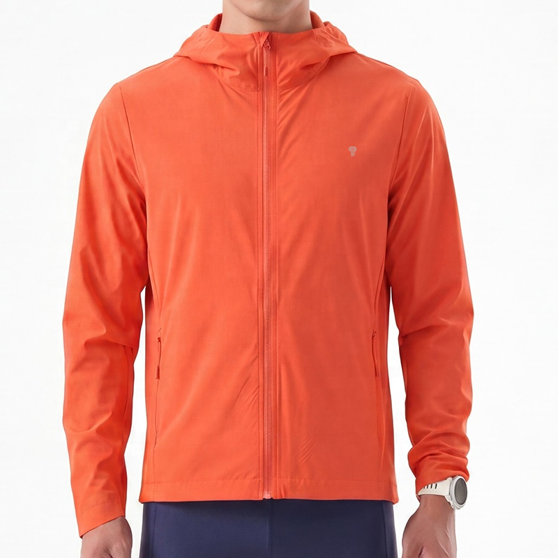 Polocom Plus Airlight Hooded Jacket in Fluorescence Orange, front model view
