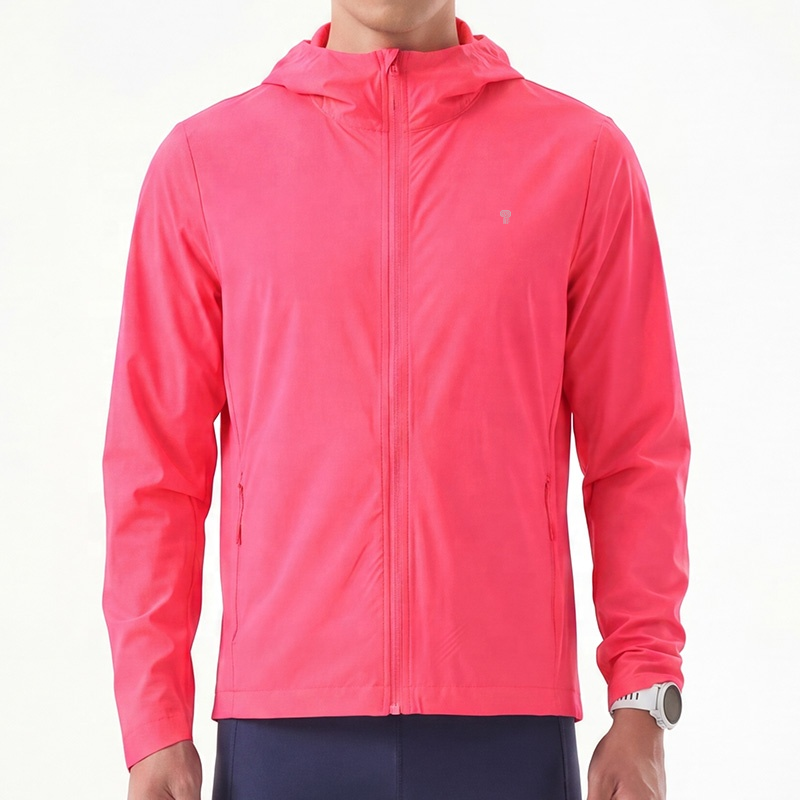 Polocom Plus Airlight Hooded Jacket in Fluorescence Pink, front model view