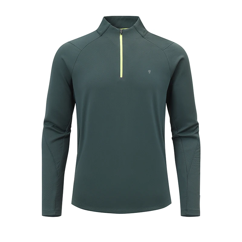 Polocom Plus Alpine Fleece Quarter Zip Top in Green, garment front view