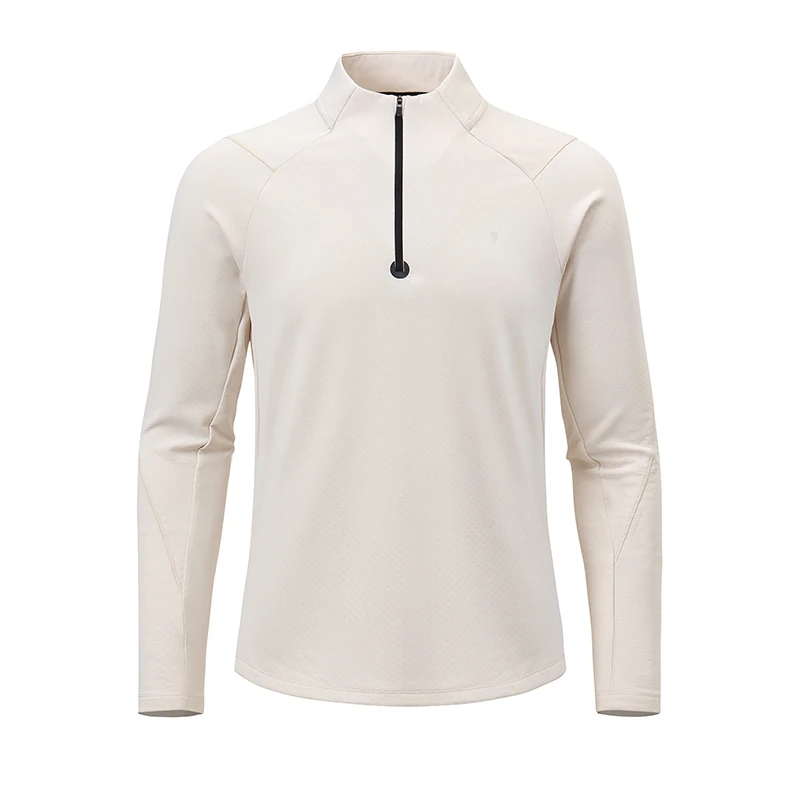 Alpine Fleece Quarter Zip Top in Cream, garment front view