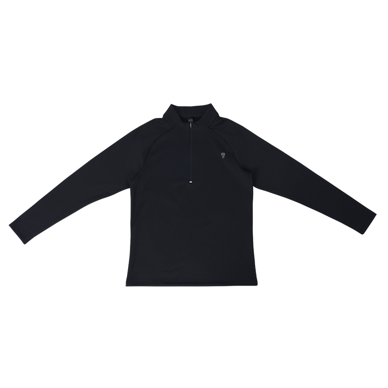 Polocom Plus Apex Stretch Quarter-Zip Top in Black, flat front view