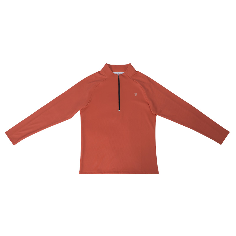 Apex Stretch Quarter-Zip Top in Orange, front flat view