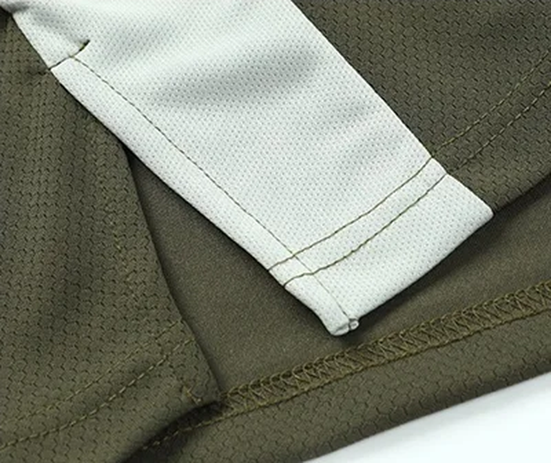 Arc Panel Long Sleeve Tee contrast panel and hem detail