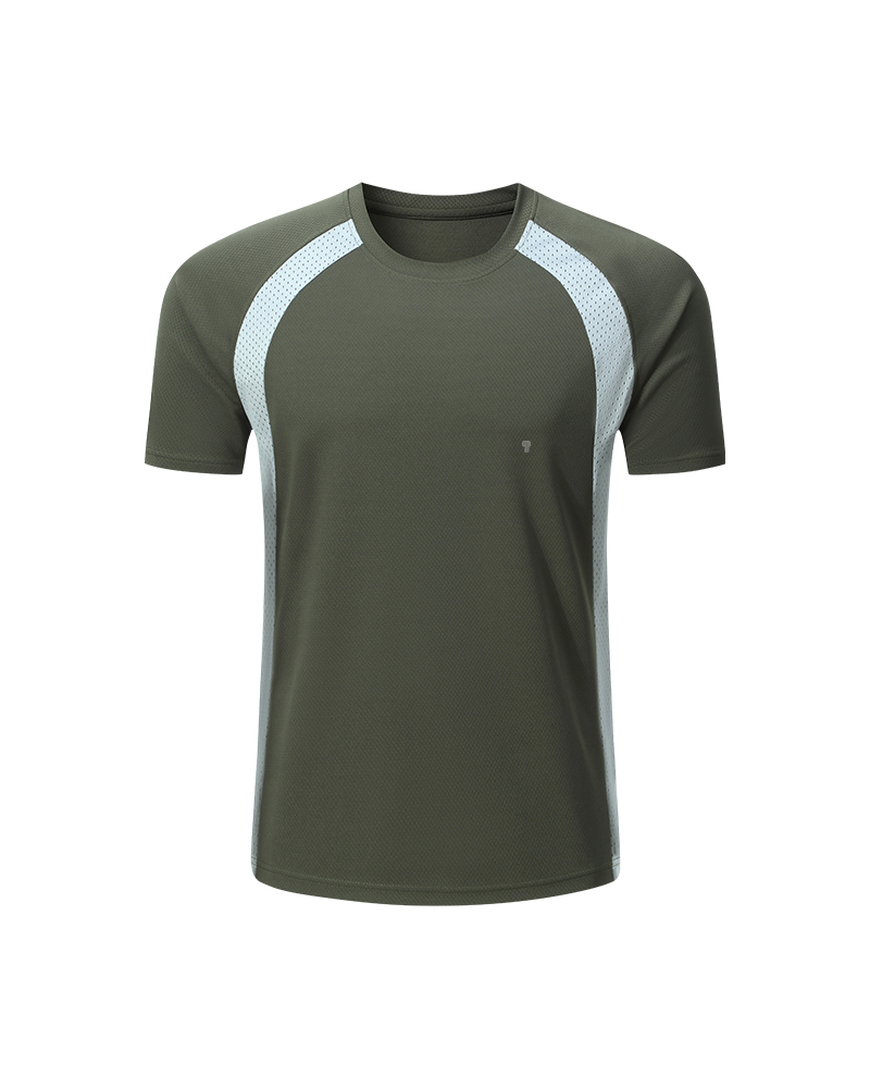 Polocom Plus Arc Panel Training Tee in Army Green, garment front view