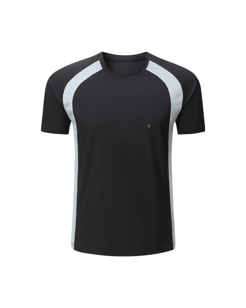 Polocom Plus Arc Panel Training Tee in Black, garment front view