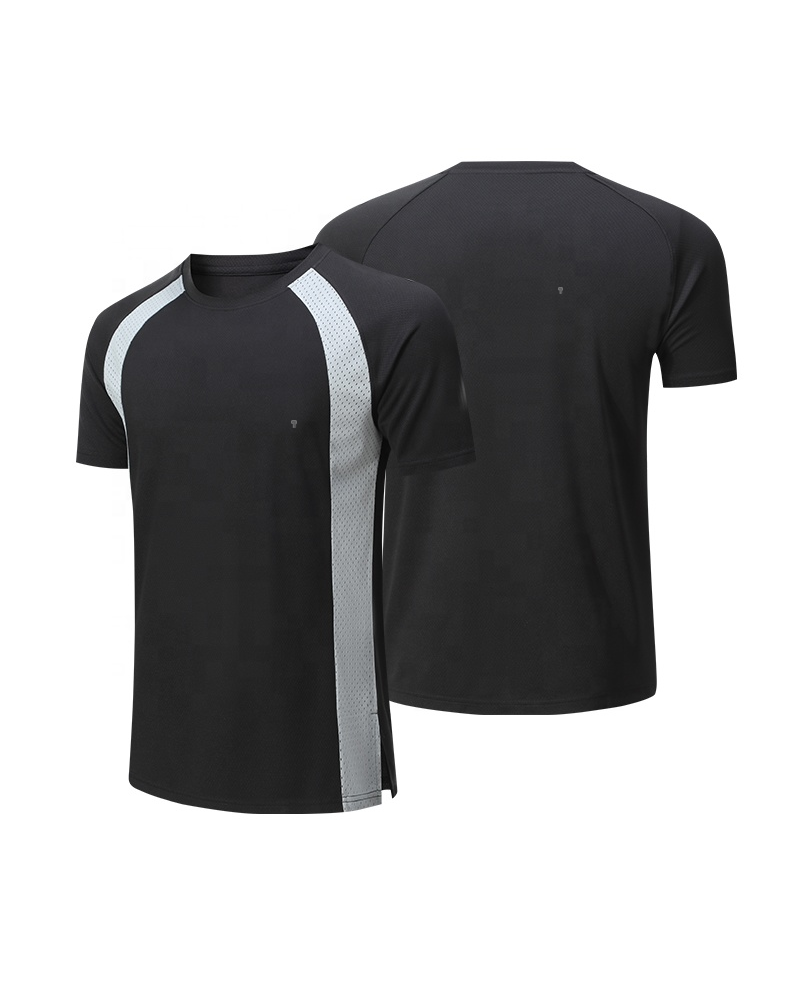 Arc Panel Training Tee in Black, front and back construction