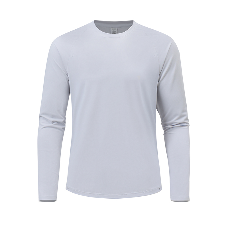 Polocom Plus Breeze Long-Sleeve Training Tee in Light Grey, front product view