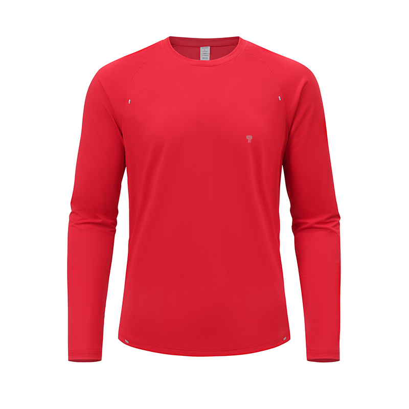 Polocom Plus Breeze Long-Sleeve Training Tee in Red, front product view