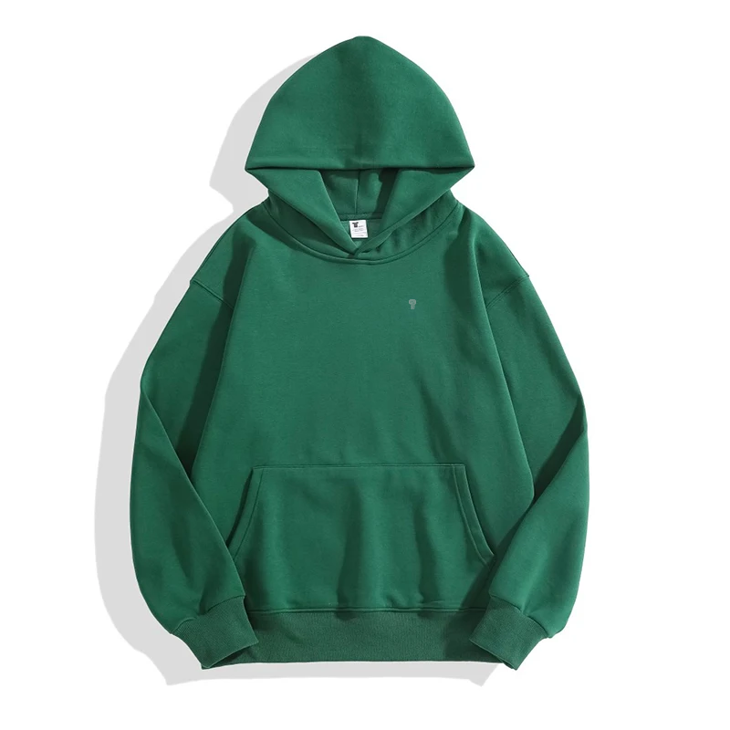 Polocom Plus Cocoon Oversized Fleece Hoodie in Dark Green, front garment view