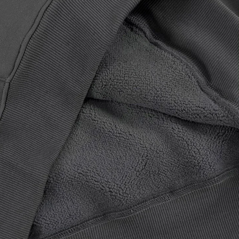 Polocom Plus Cocoon Oversized Fleece Hoodie in Carbon Gray, fleece interior and ribbed cuff detail