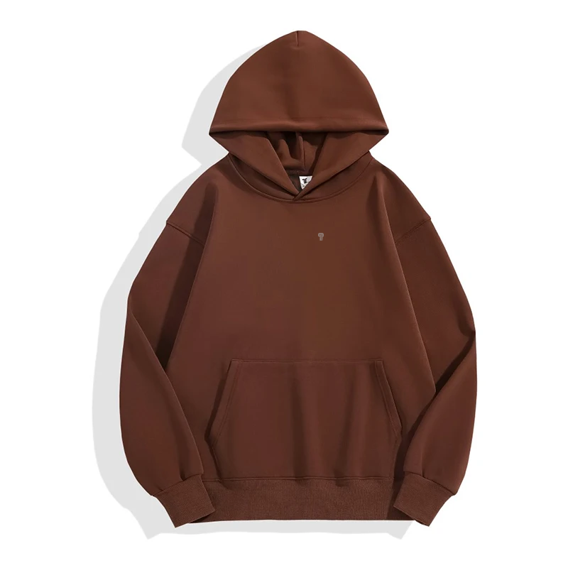 Polocom Plus Cocoon Oversized Fleece Hoodie in Mocha, front garment view