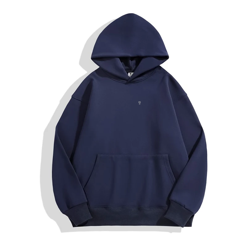 Polocom Plus Cocoon Oversized Fleece Hoodie in Navy, front garment view