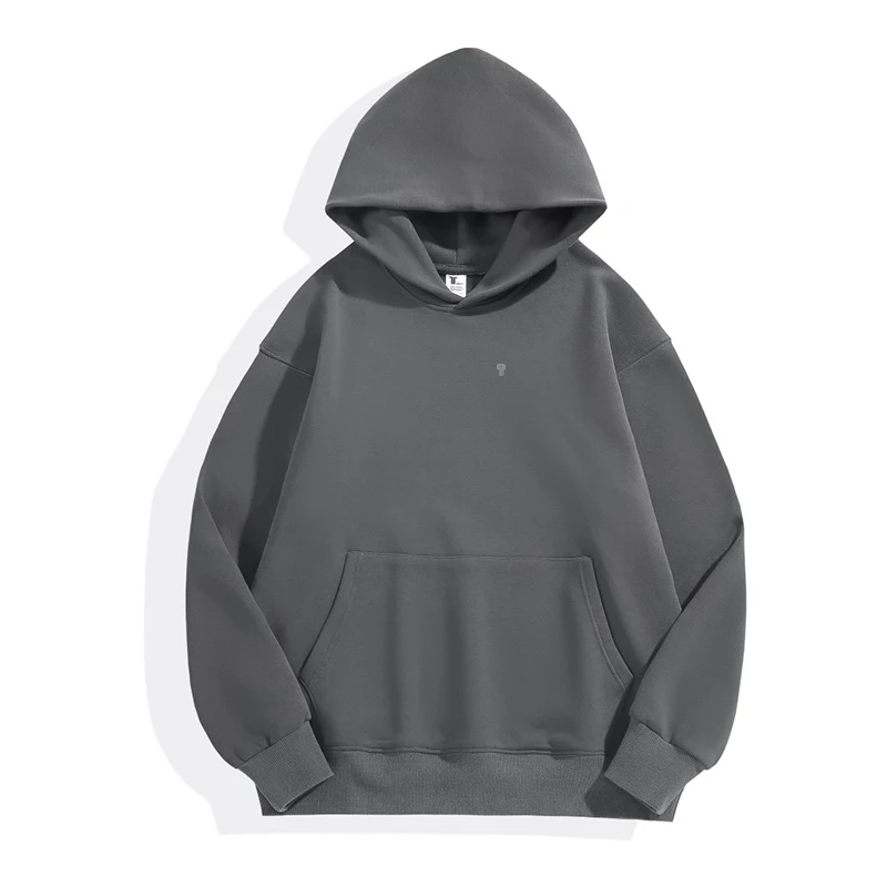 Polocom Plus Cocoon Oversized Fleece Hoodie in Carbon Gray, front garment view