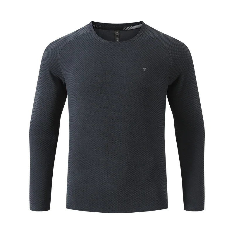 Polocom Plus Contour Knit Long Sleeve Tee in Dark Blue, garment front view