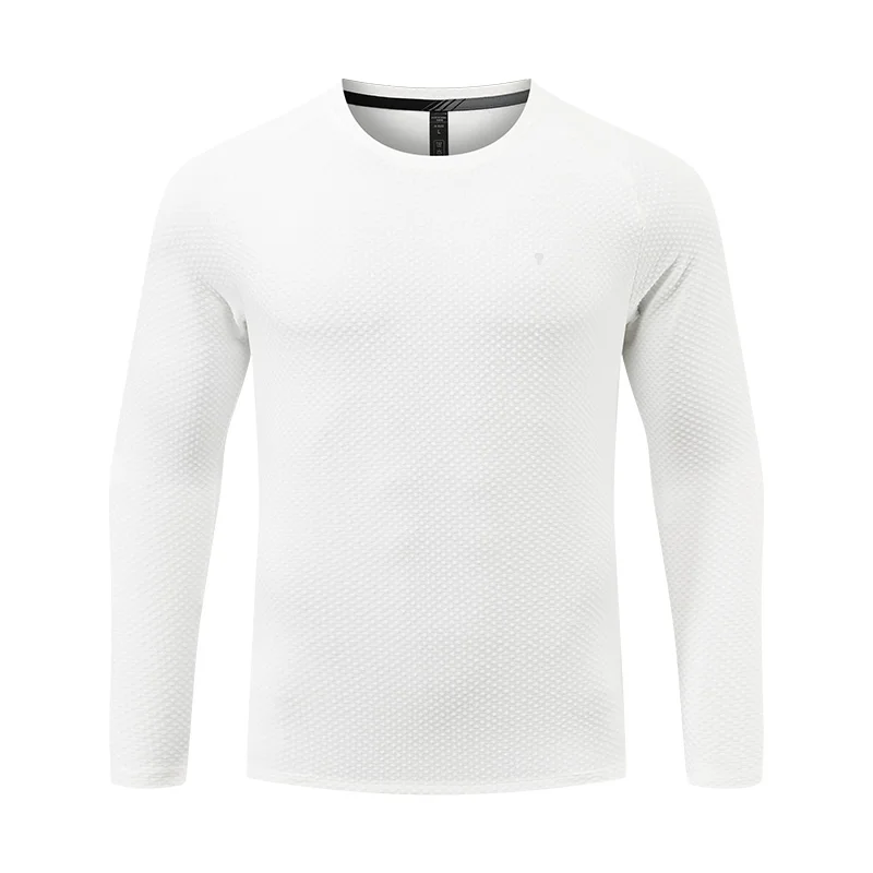 Polocom Plus Contour Knit Long Sleeve Tee in White, garment front view