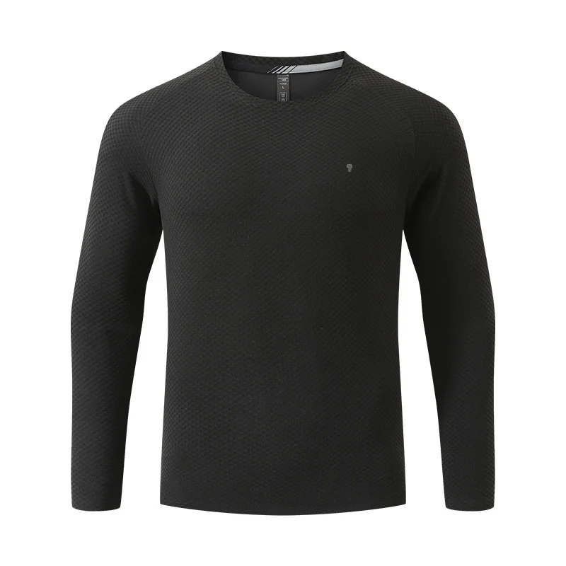 Polocom Plus Contour Knit Long Sleeve Tee in Black, garment front view