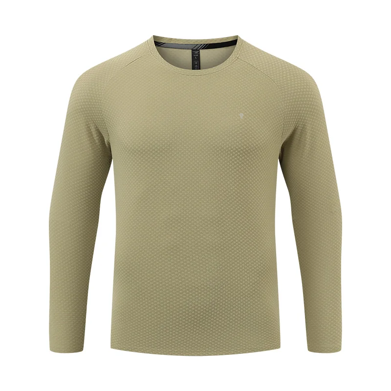 Contour Knit Long Sleeve Tee in Khaki, garment front view