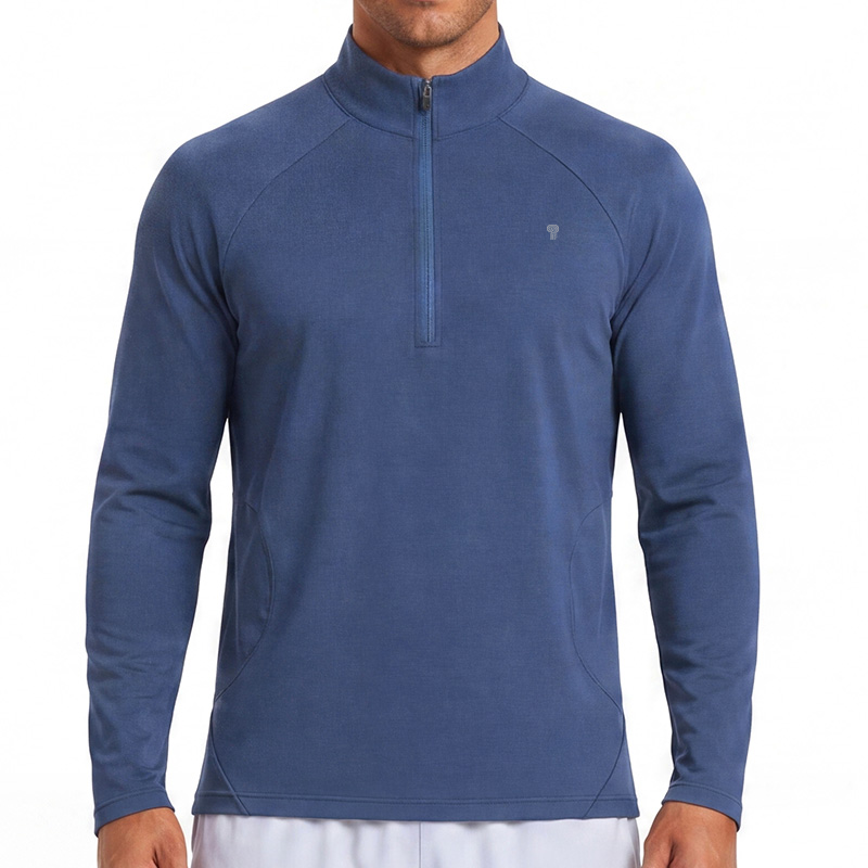Polocom Plus Contour Stretch Quarter-Zip Top in Blue, front model view