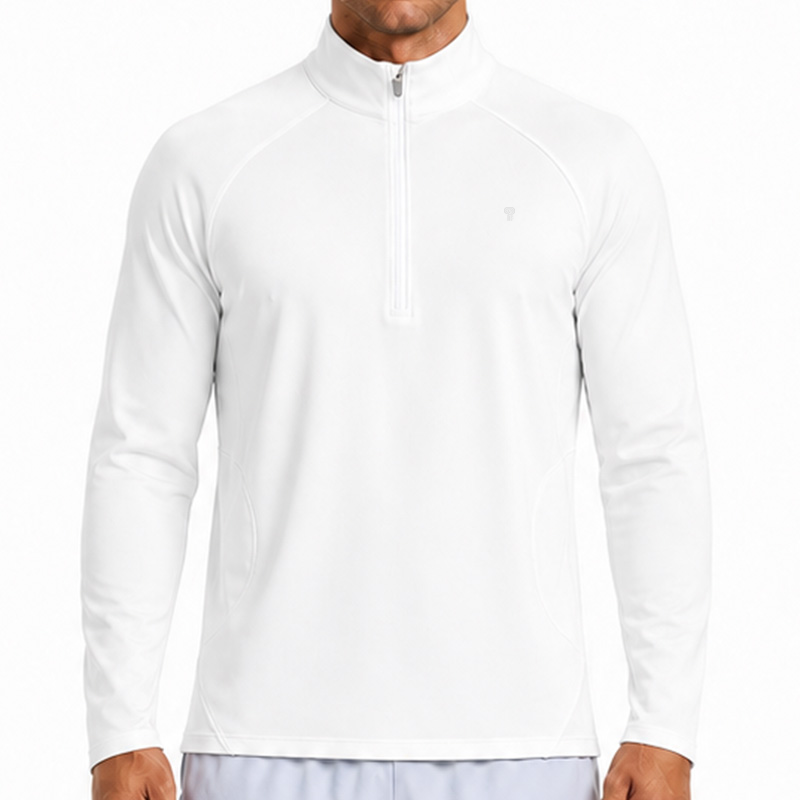 Polocom Plus Contour Stretch Quarter-Zip Top in White, front model view