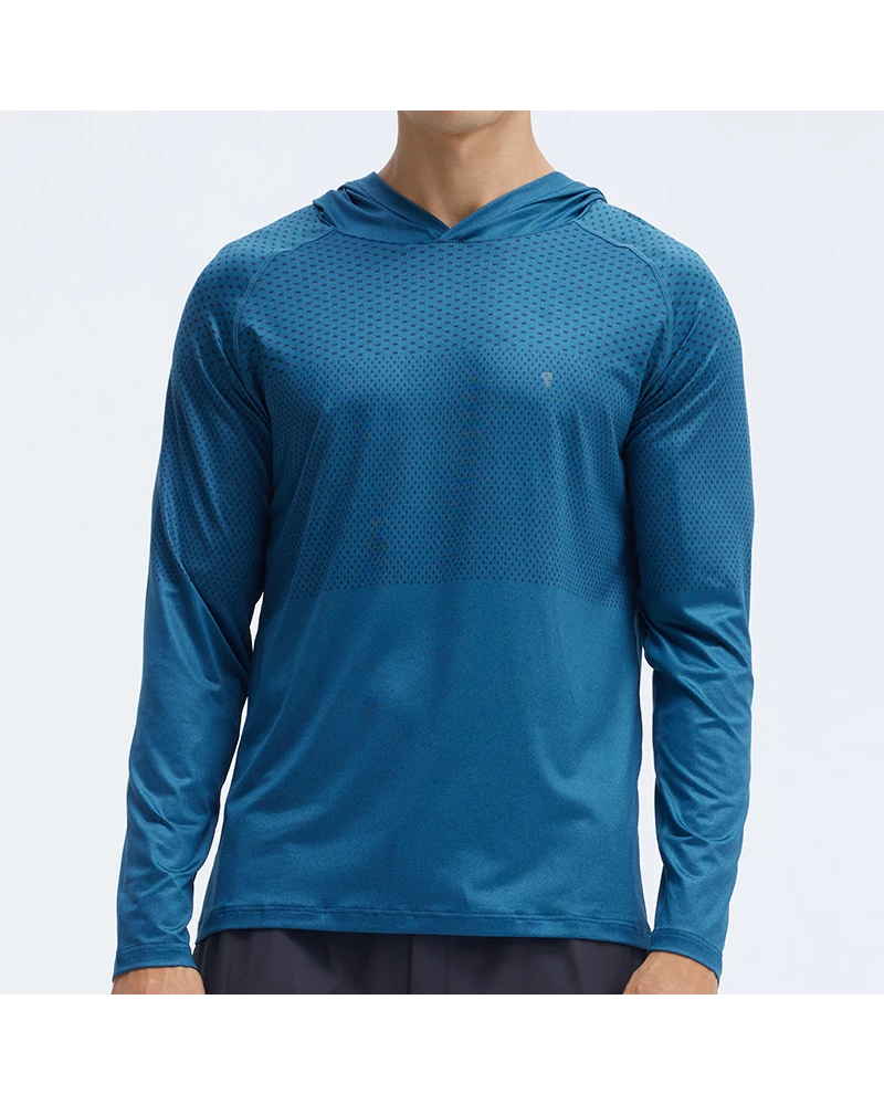 Polocom Plus Contour Textured Training Hoodie in Blue, model front view