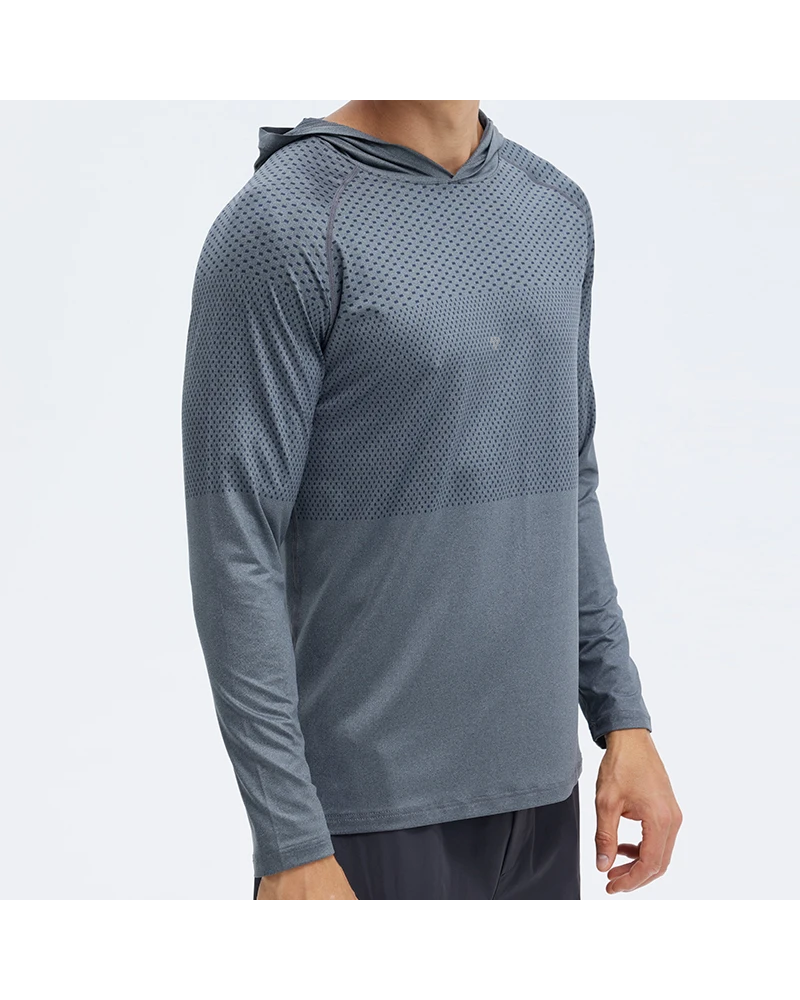 Polocom Plus Contour Textured Training Hoodie in Dark Gray, model front view