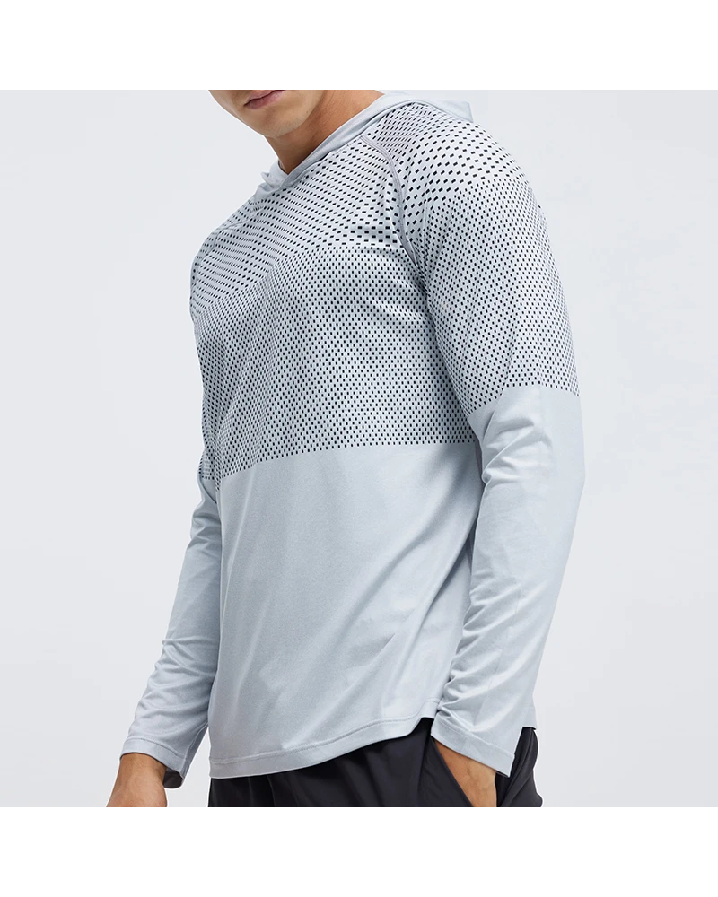 Polocom Plus Contour Textured Training Hoodie in Light Gray, model front view