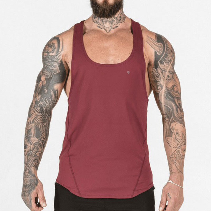Polocom Plus Core Racerback Stringer Tank in Red, model front view