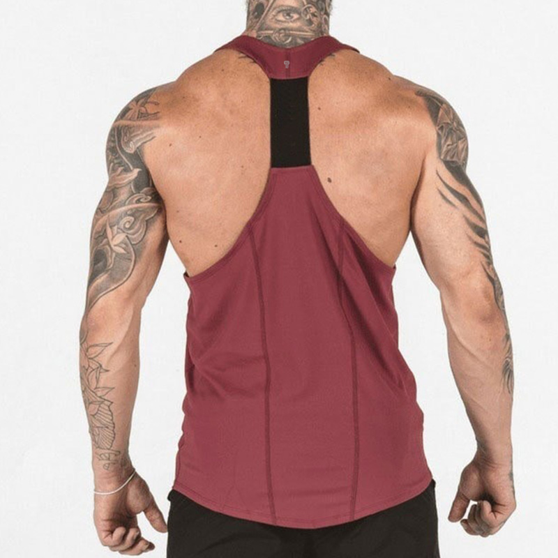 Core Racerback Stringer Tank in Red, model back view