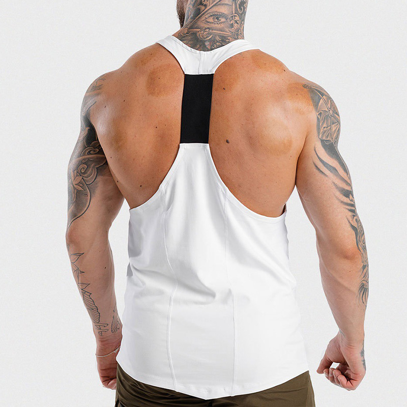 Core Racerback Stringer Tank in White, model back view