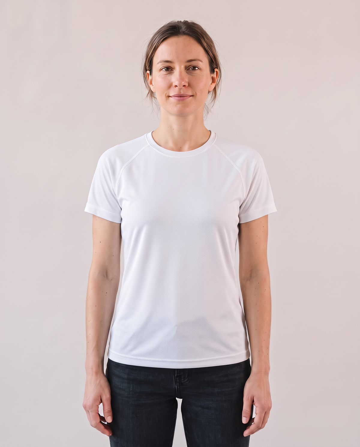 Polocom Plus Core Raglan Training Tee — White — Full front