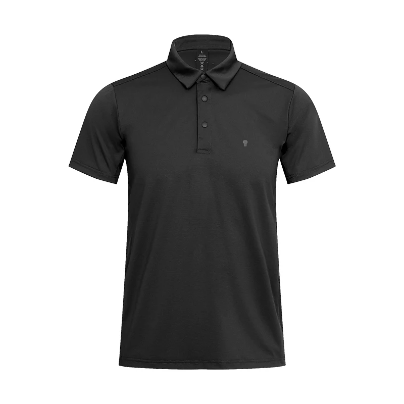 Polocom Plus Course Stretch Polo in Black, front product view