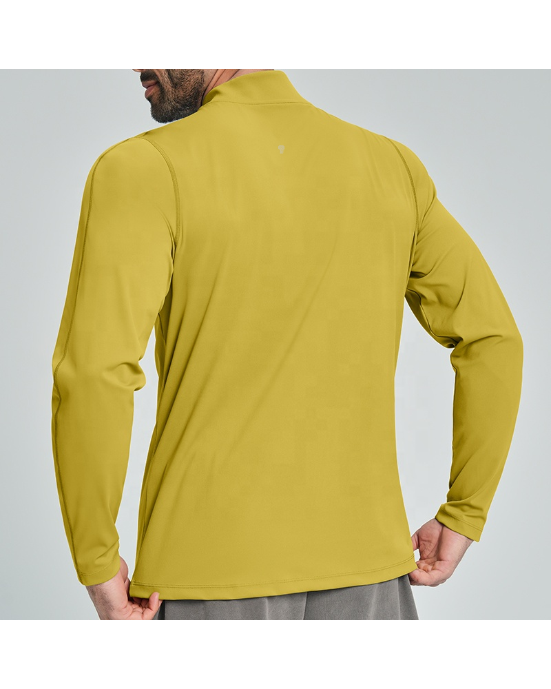 Court Stretch Quarter-Zip Top in Yellow, model rear view