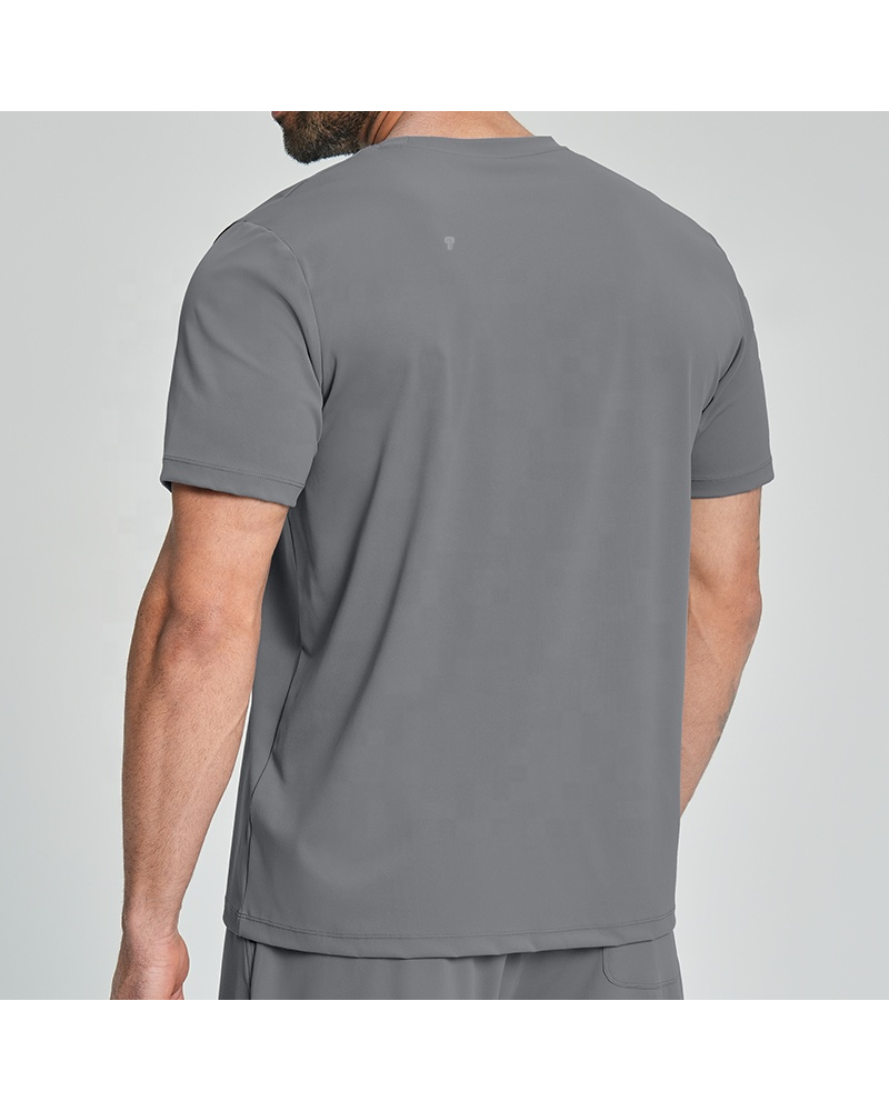 Court Stretch Training Tee in Gray, model rear view