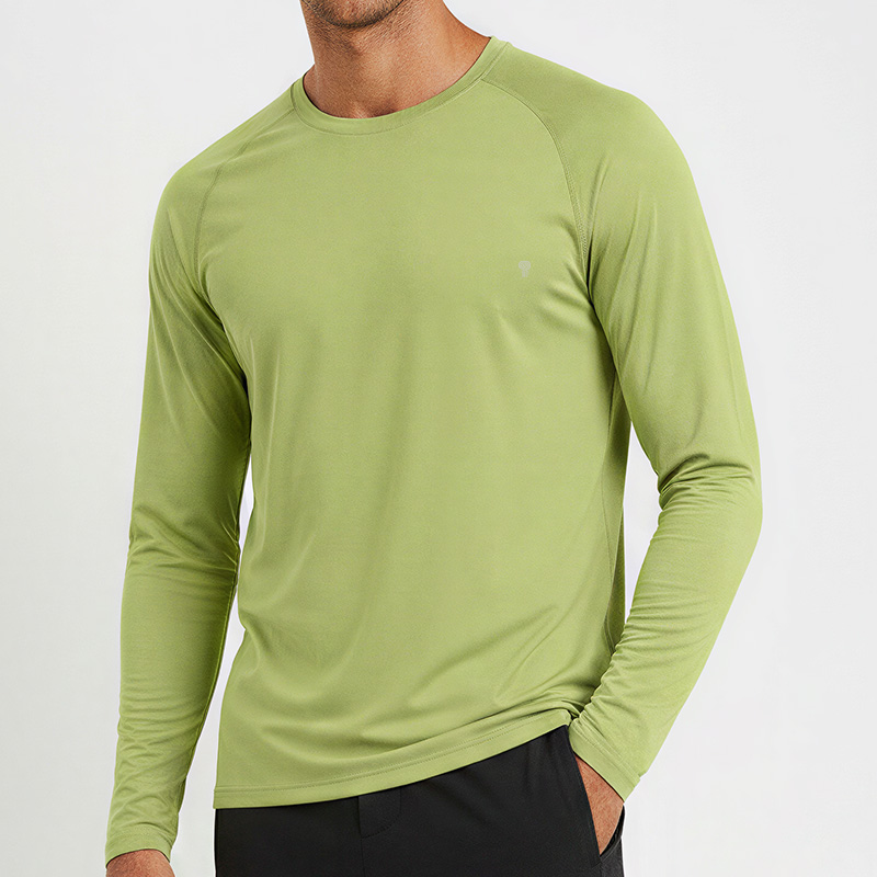 Polocom Plus Drift Lightweight Raglan Tee in Yellow, front view on male model