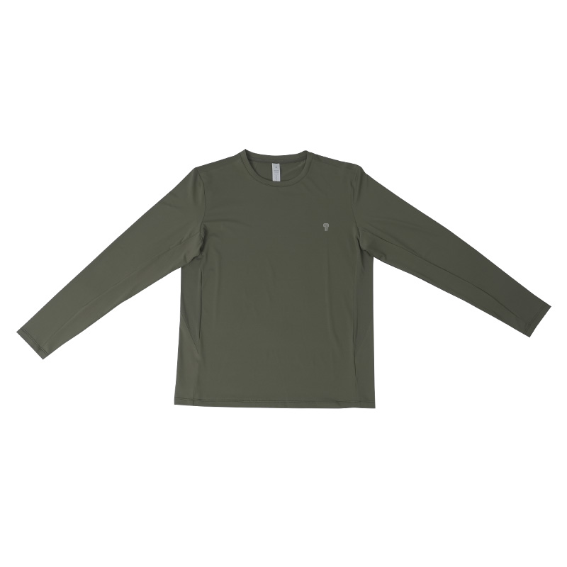 Polocom Plus Drift Stretch Long Sleeve Tee in Green, front flat view