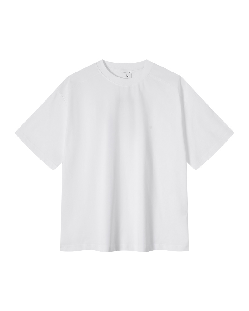 Polocom Plus Ease Cotton-Blend Tee in White, garment front view