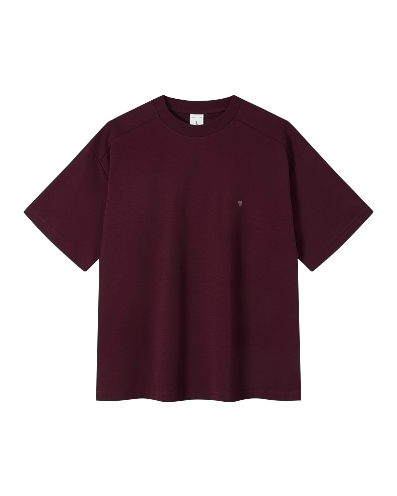 Polocom Plus Ease Cotton-Blend Tee in Dark red, garment front view