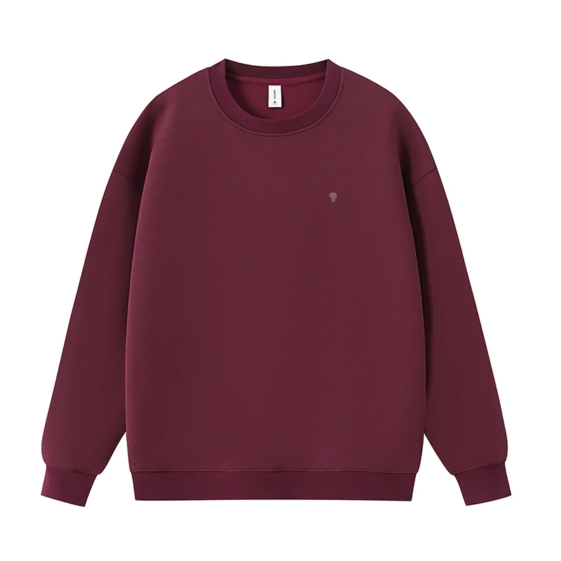 Polocom Plus Ease Heavyweight Stretch Crewneck in Bordeaux Red, front product view