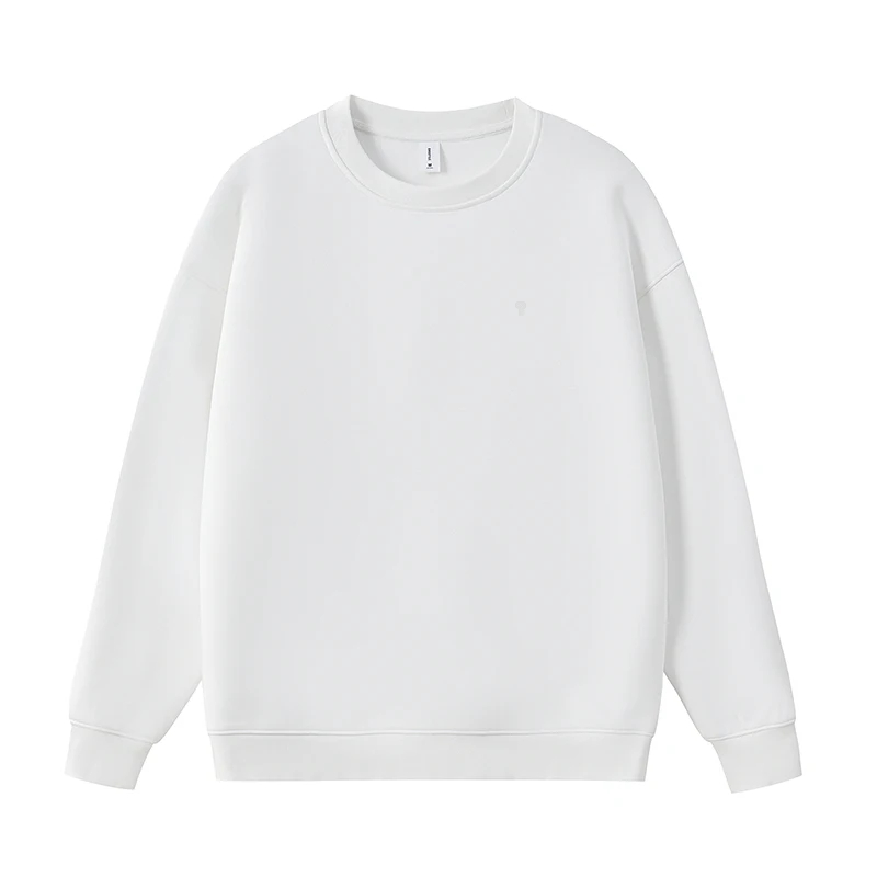 Polocom Plus Ease Heavyweight Stretch Crewneck in White, front product view