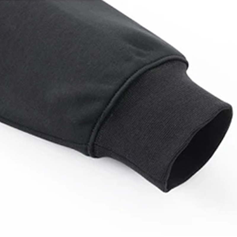 Ease Heavyweight Stretch Crewneck in Black, ribbed cuff detail