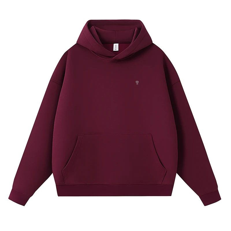 Polocom Plus Ease Heavyweight Stretch Hoodie in Bordeaux Red, front product view